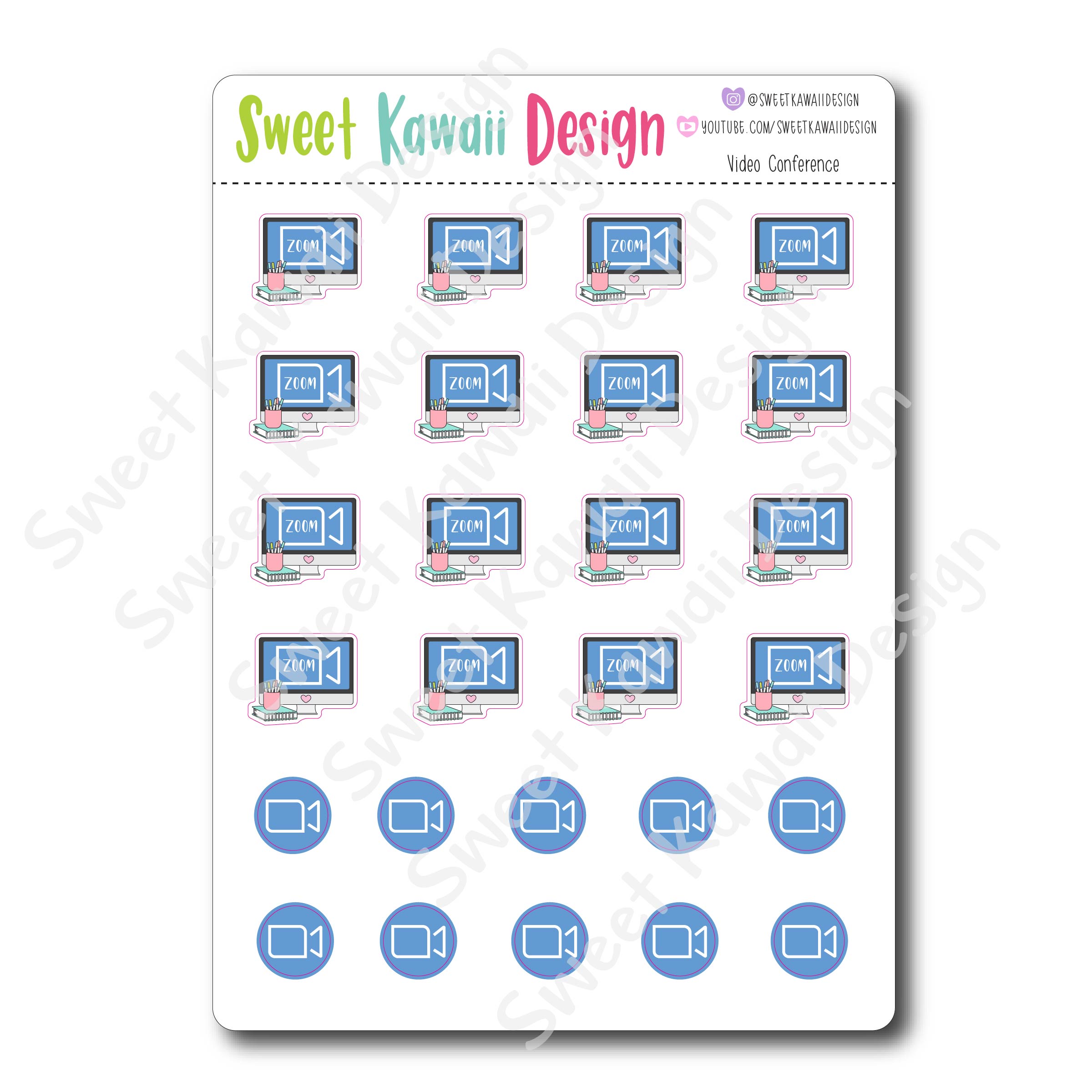 Kawaii Video Conference Stickers