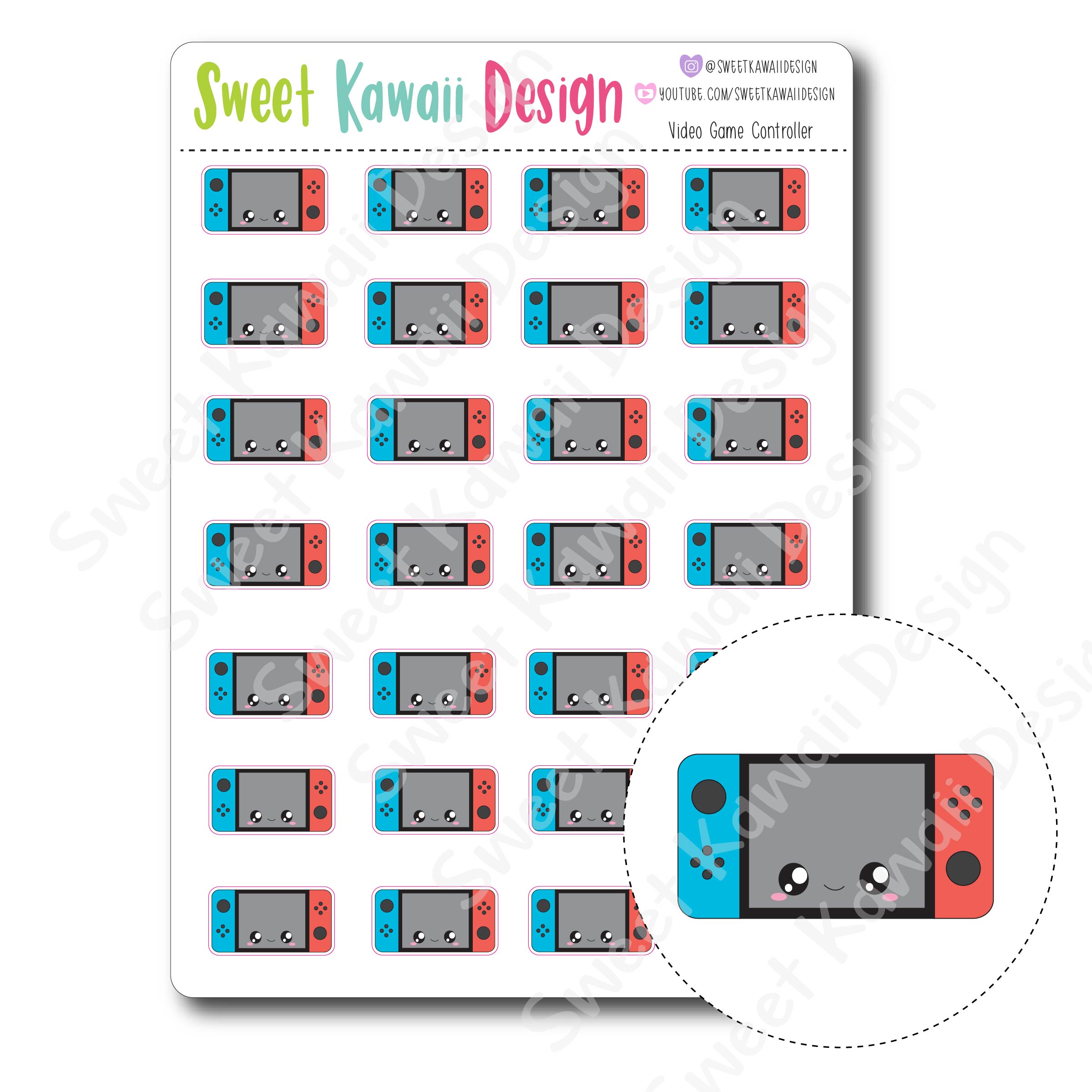 Kawaii Video Game Controller Stickers