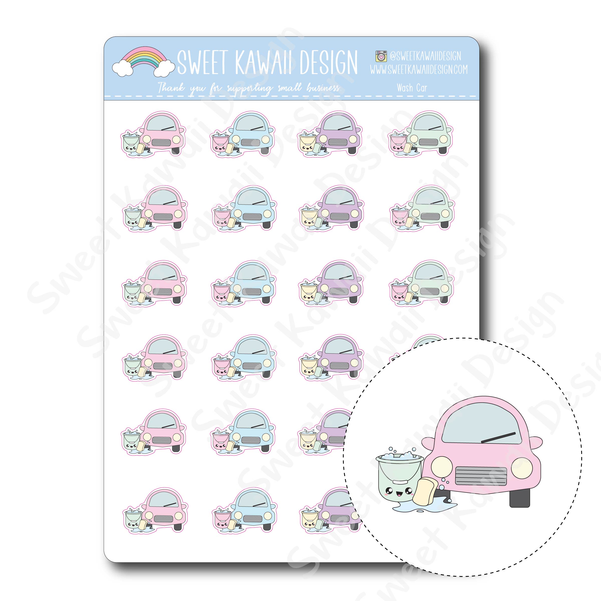 Kawaii Wash Car Stickers