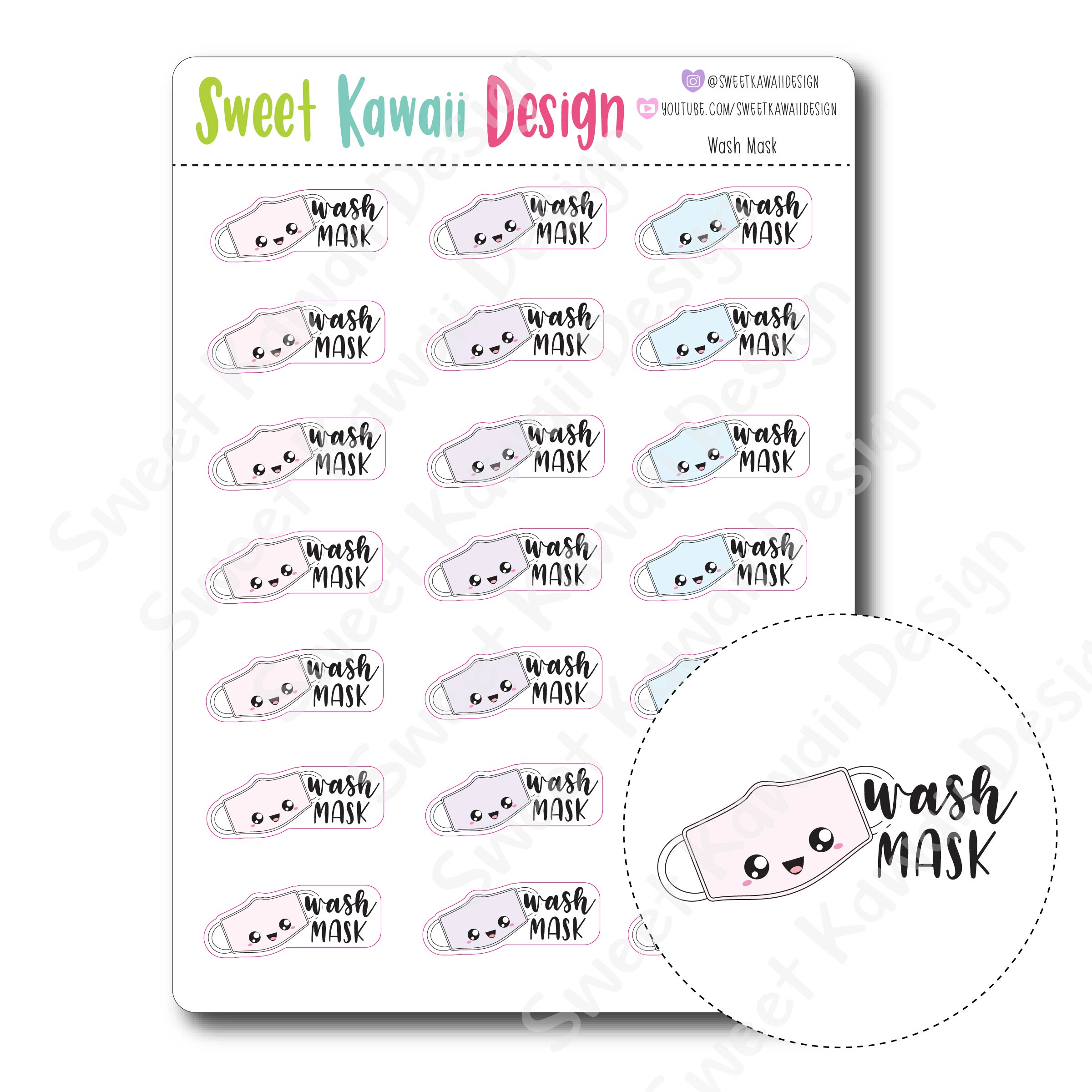Kawaii Wash Mask Stickers