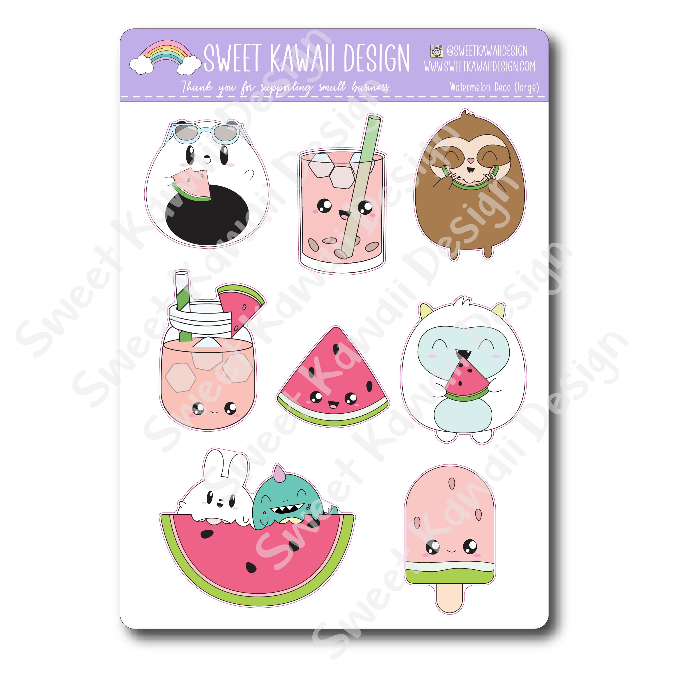 Kawaii Watermelon Deco (Large) Stickers