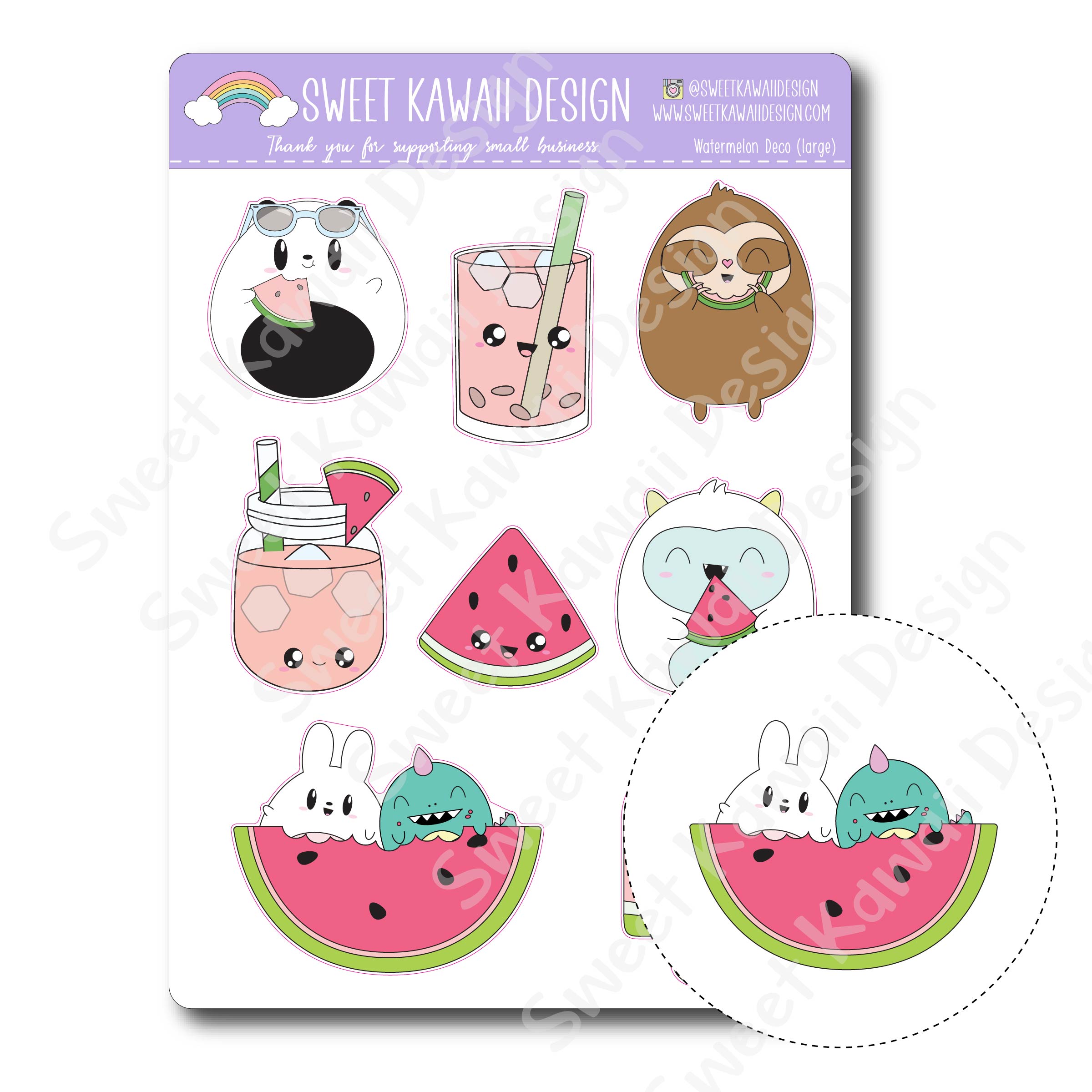 Kawaii Watermelon Deco (Large) Stickers