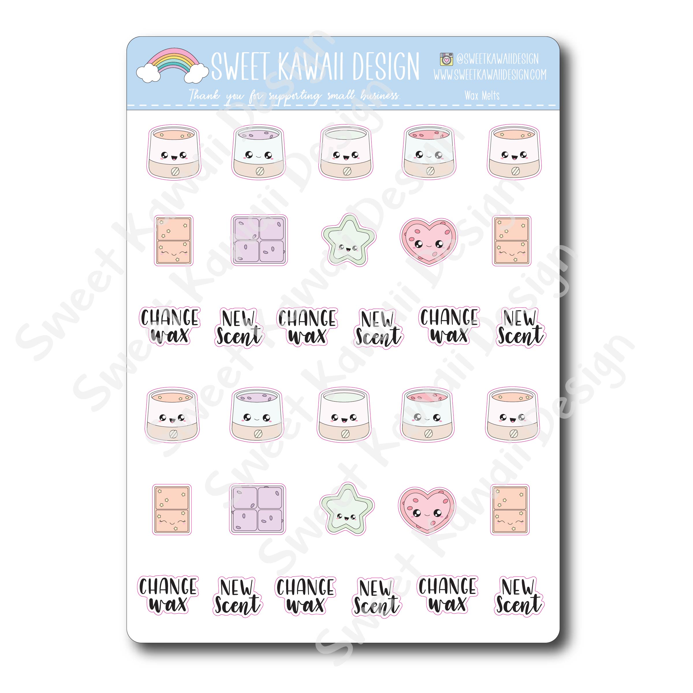 Kawaii Wax Melt Stickers