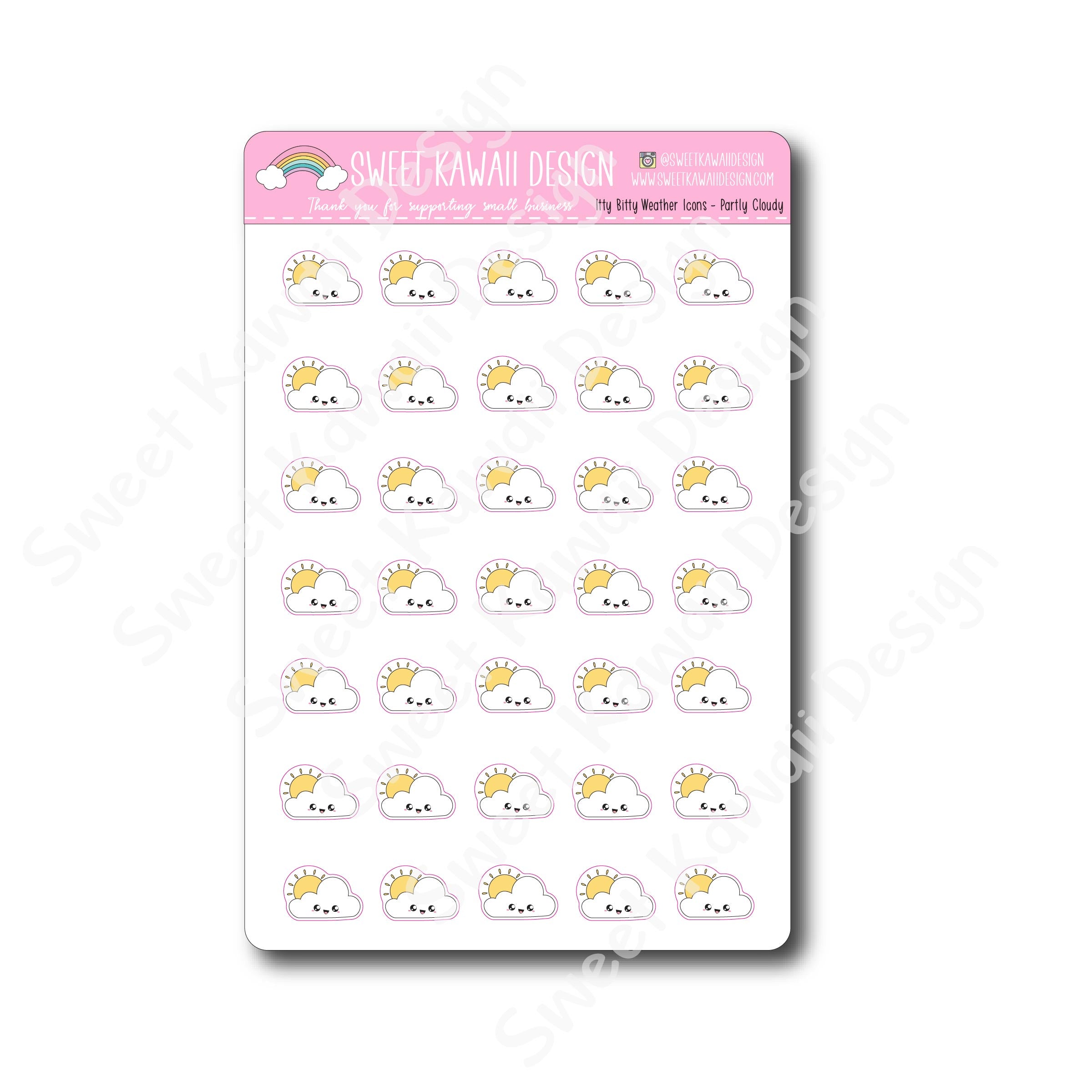Kawaii Weather Stickers - Choose your sheet!