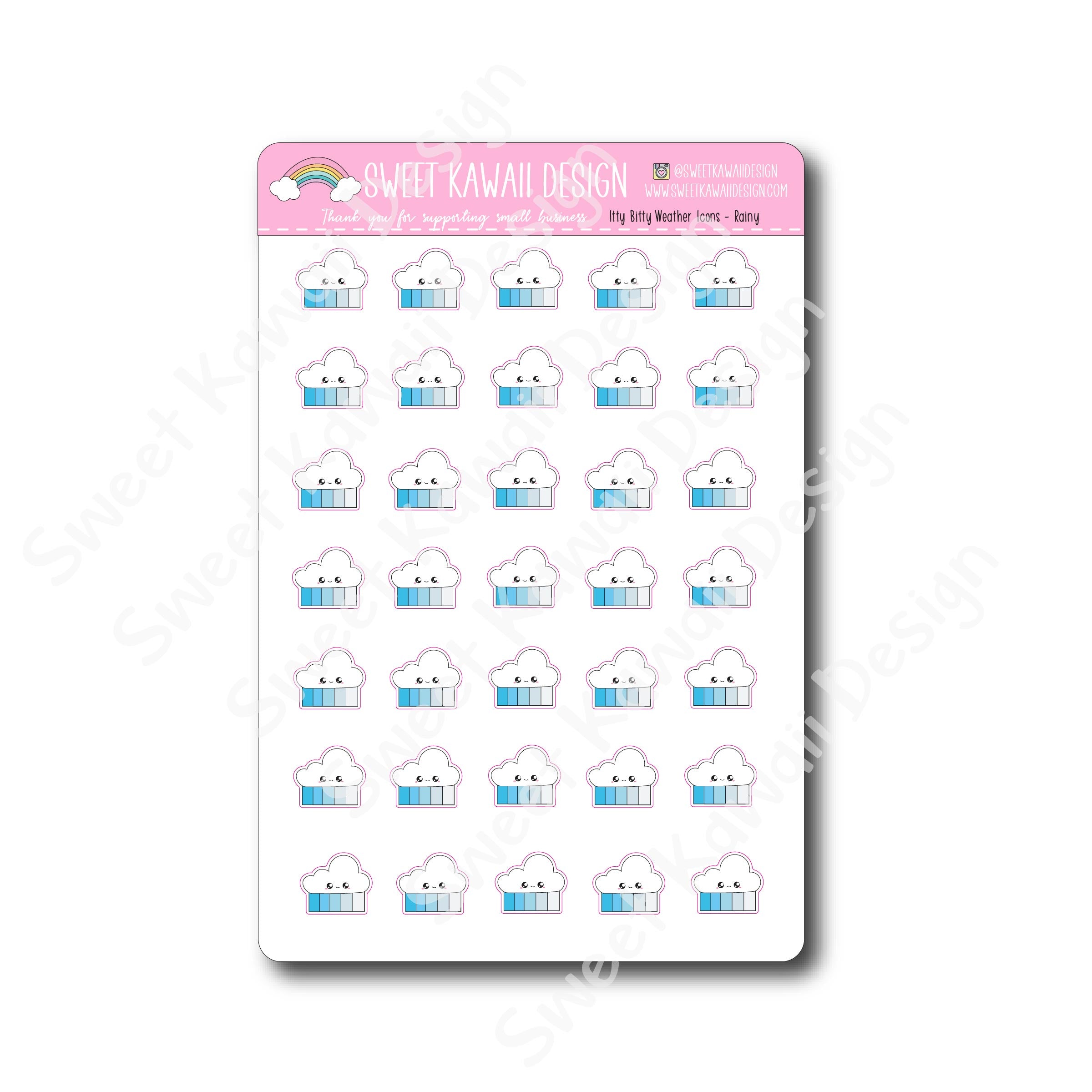 Kawaii Weather Stickers - Choose your sheet!