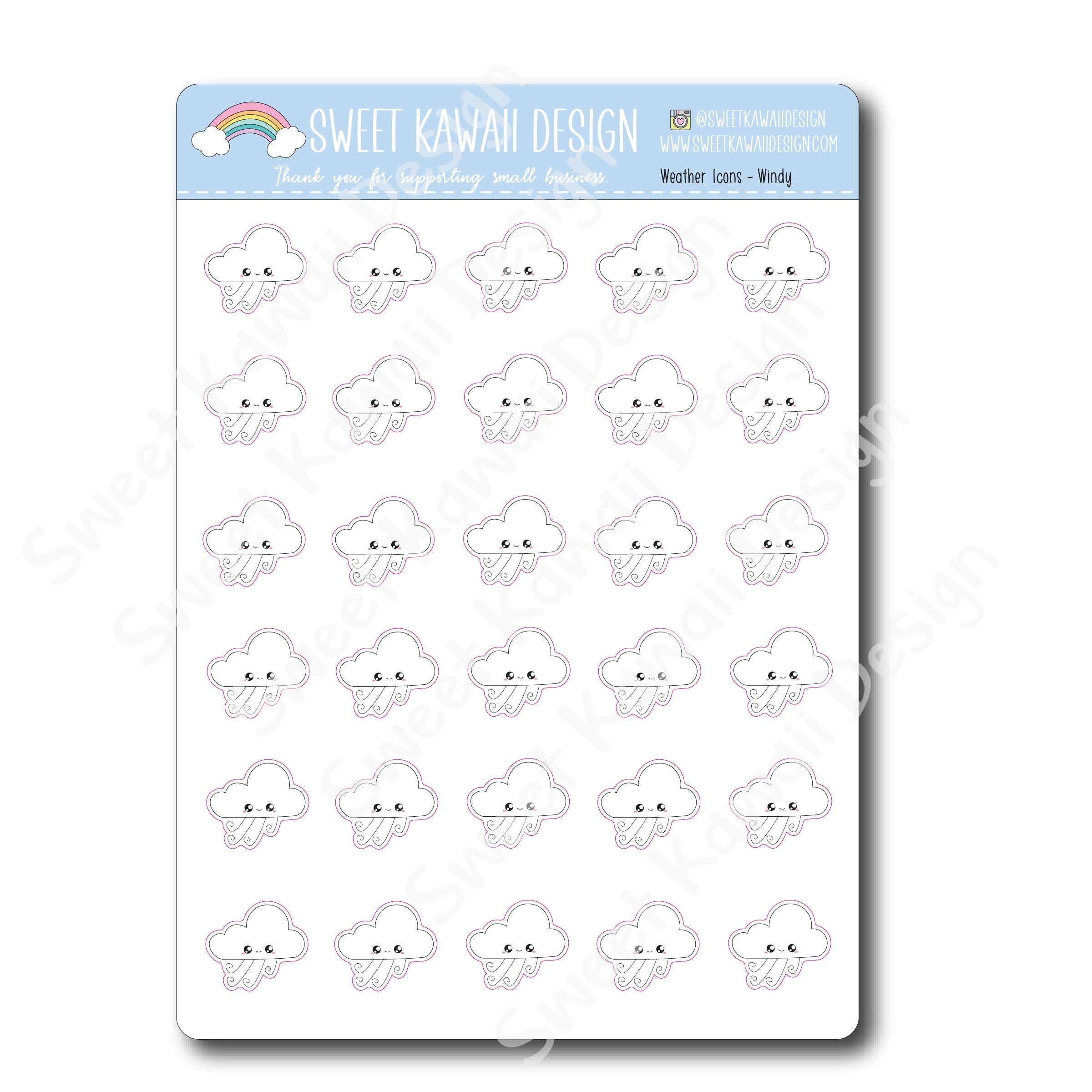 Kawaii Weather Stickers - Choose your sheet!