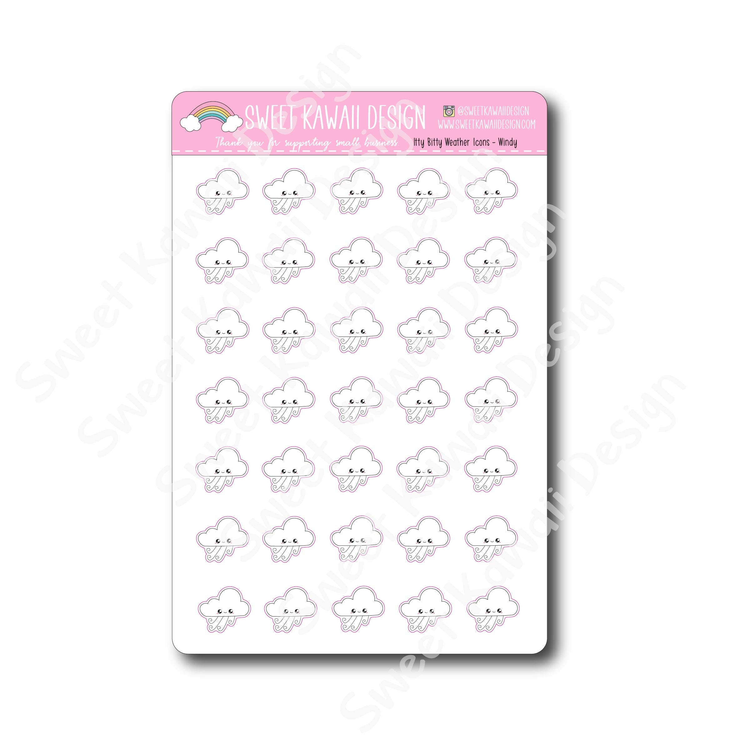 Kawaii Weather Stickers - Choose your sheet!