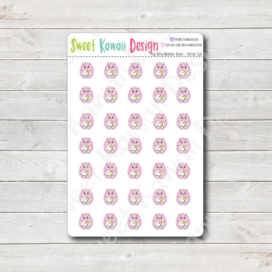 Kawaii Weather Bear Stickers - Choose your sheet!