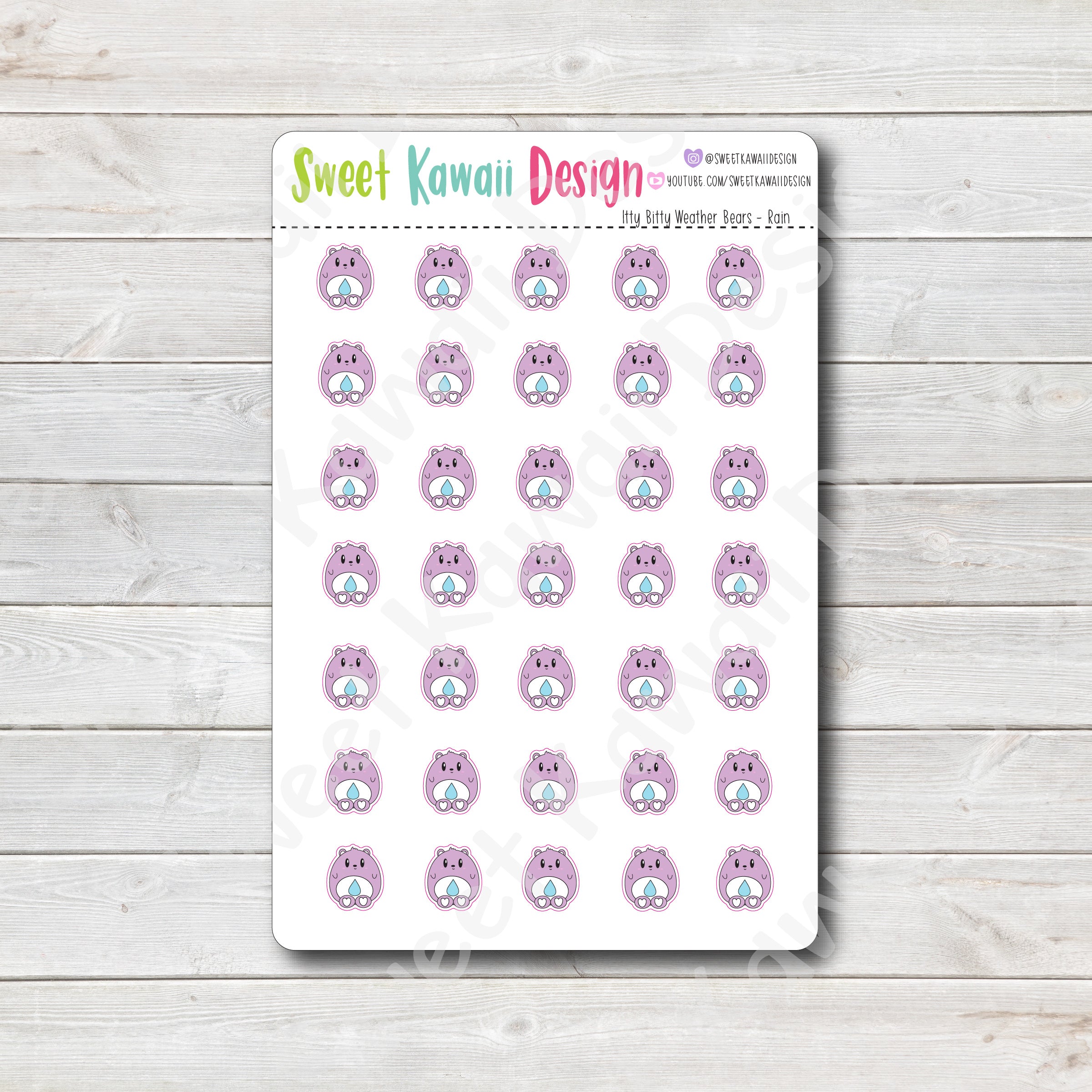 Kawaii Weather Bear Stickers - Choose your sheet!