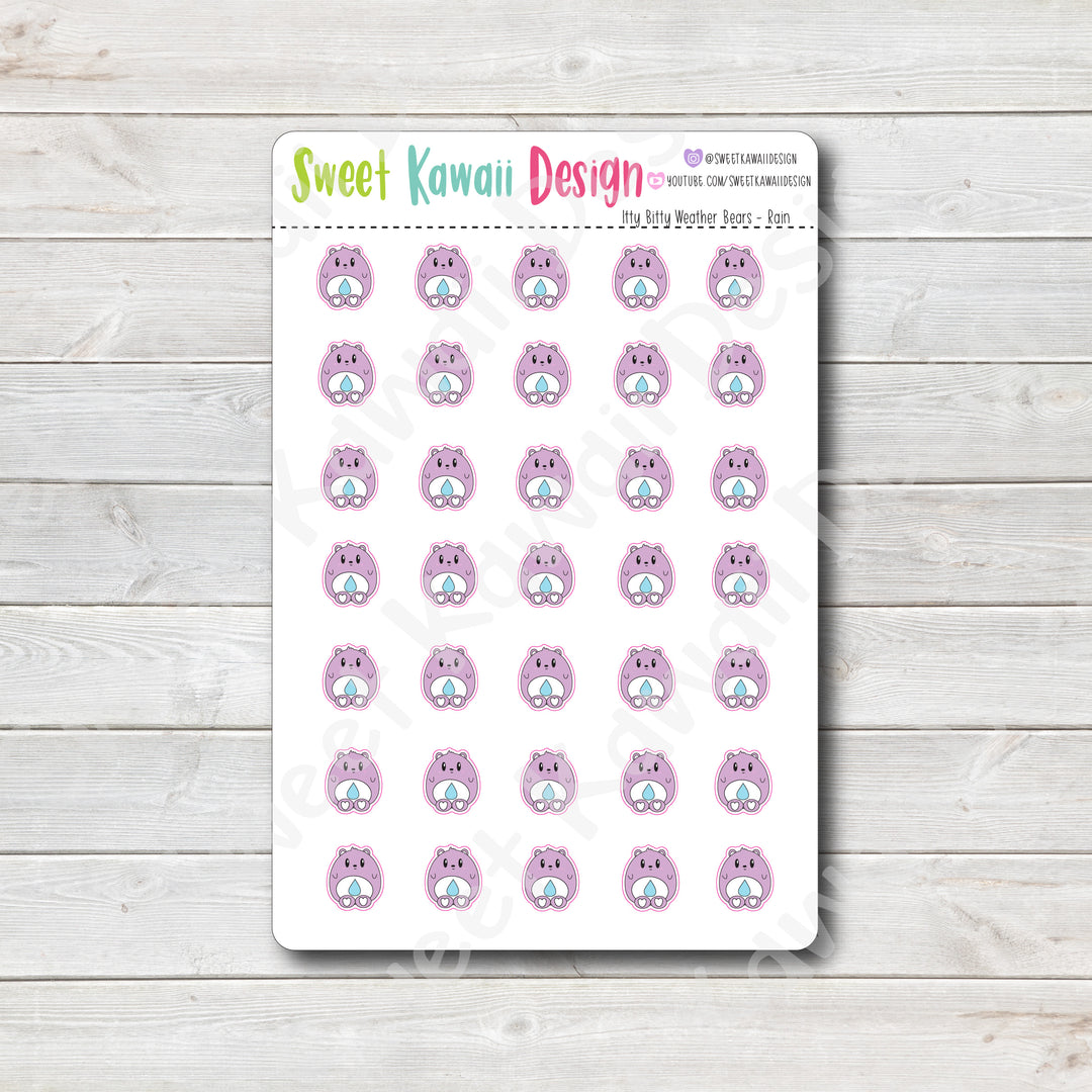 Kawaii Weather Bear Stickers - Choose your sheet!