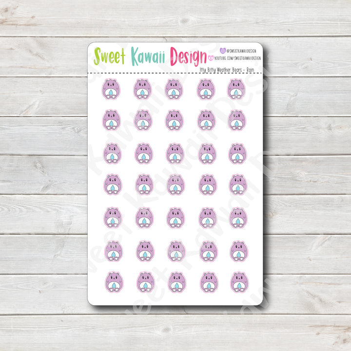 Kawaii Weather Bear Stickers - Choose your sheet!