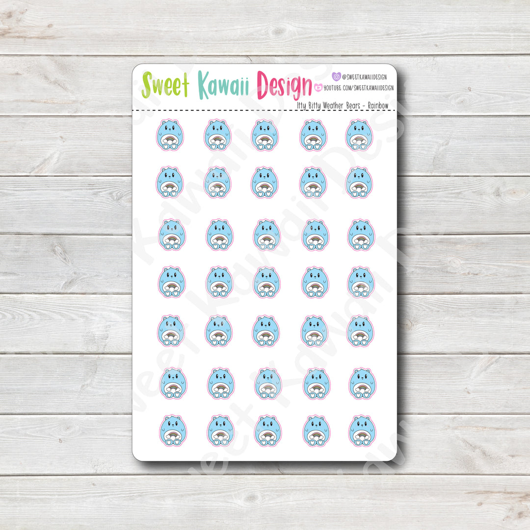Kawaii Weather Bear Stickers - Choose your sheet!