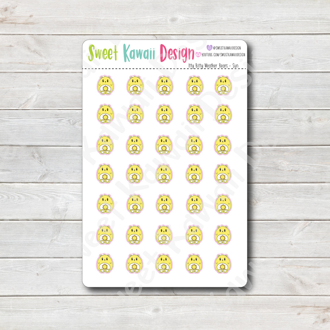 Kawaii Weather Bear Stickers - Choose your sheet!