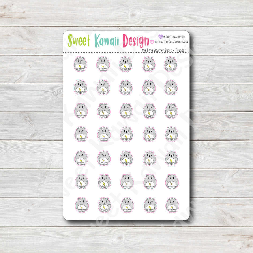 Kawaii Weather Bear Stickers - Choose your sheet!