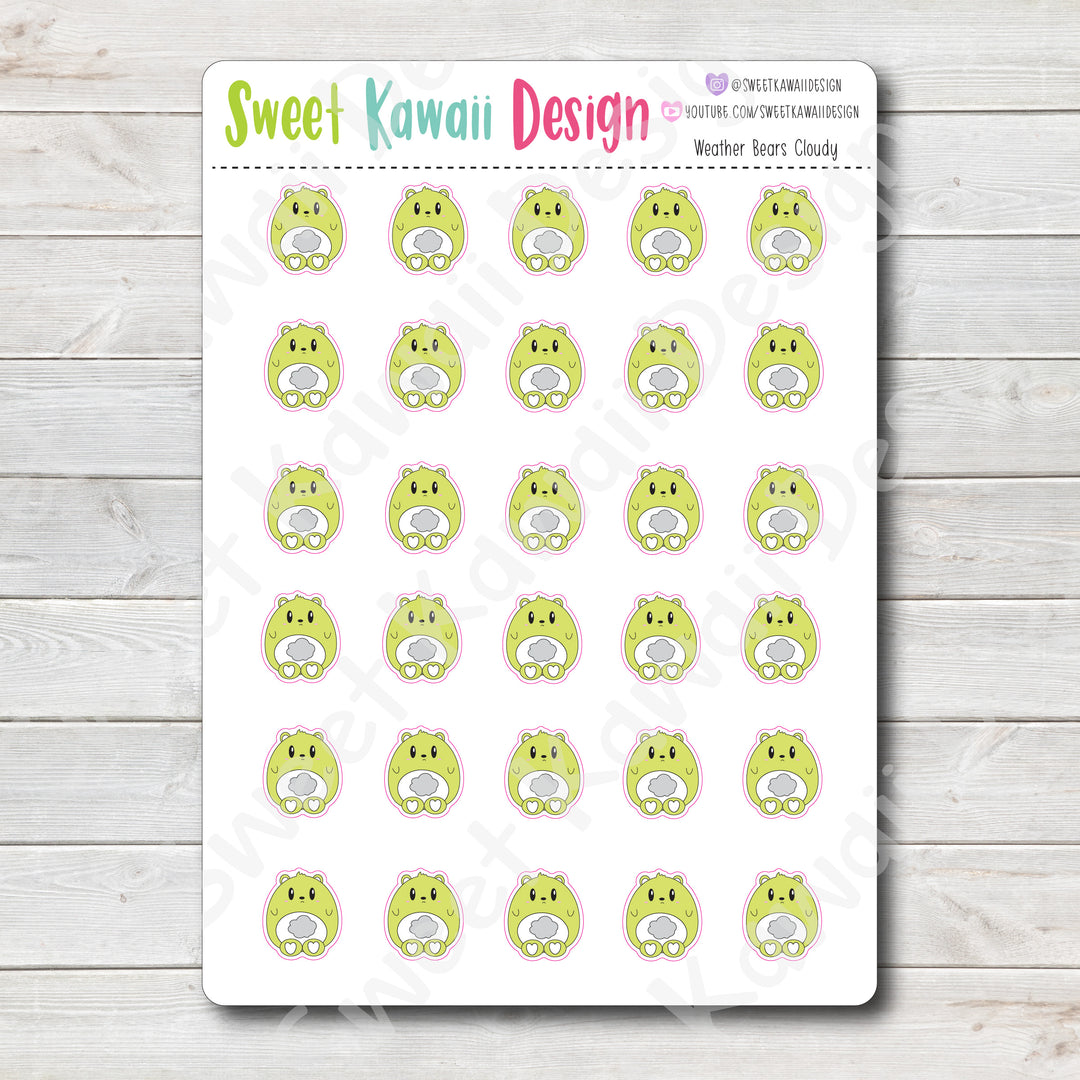 Kawaii Weather Bear Stickers - Choose your sheet!