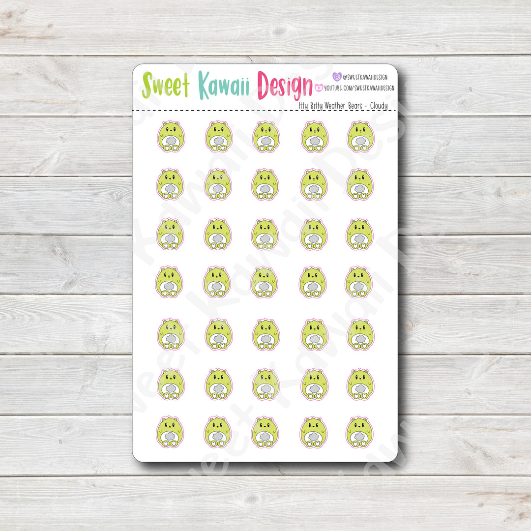 Kawaii Weather Bear Stickers - Choose your sheet!