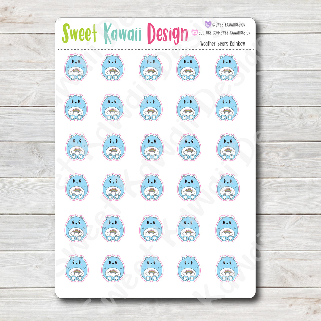 Kawaii Weather Bear Stickers - Choose your sheet!