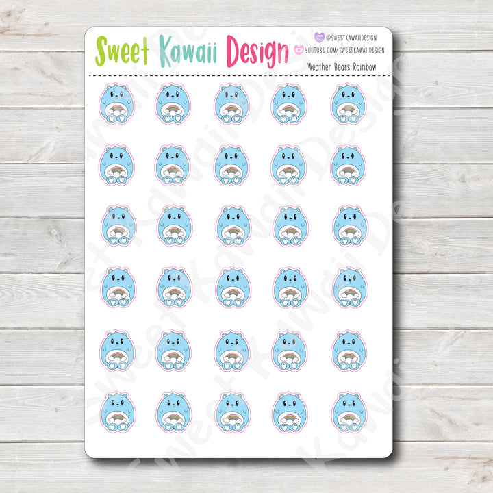Kawaii Weather Bear Stickers - Choose your sheet!