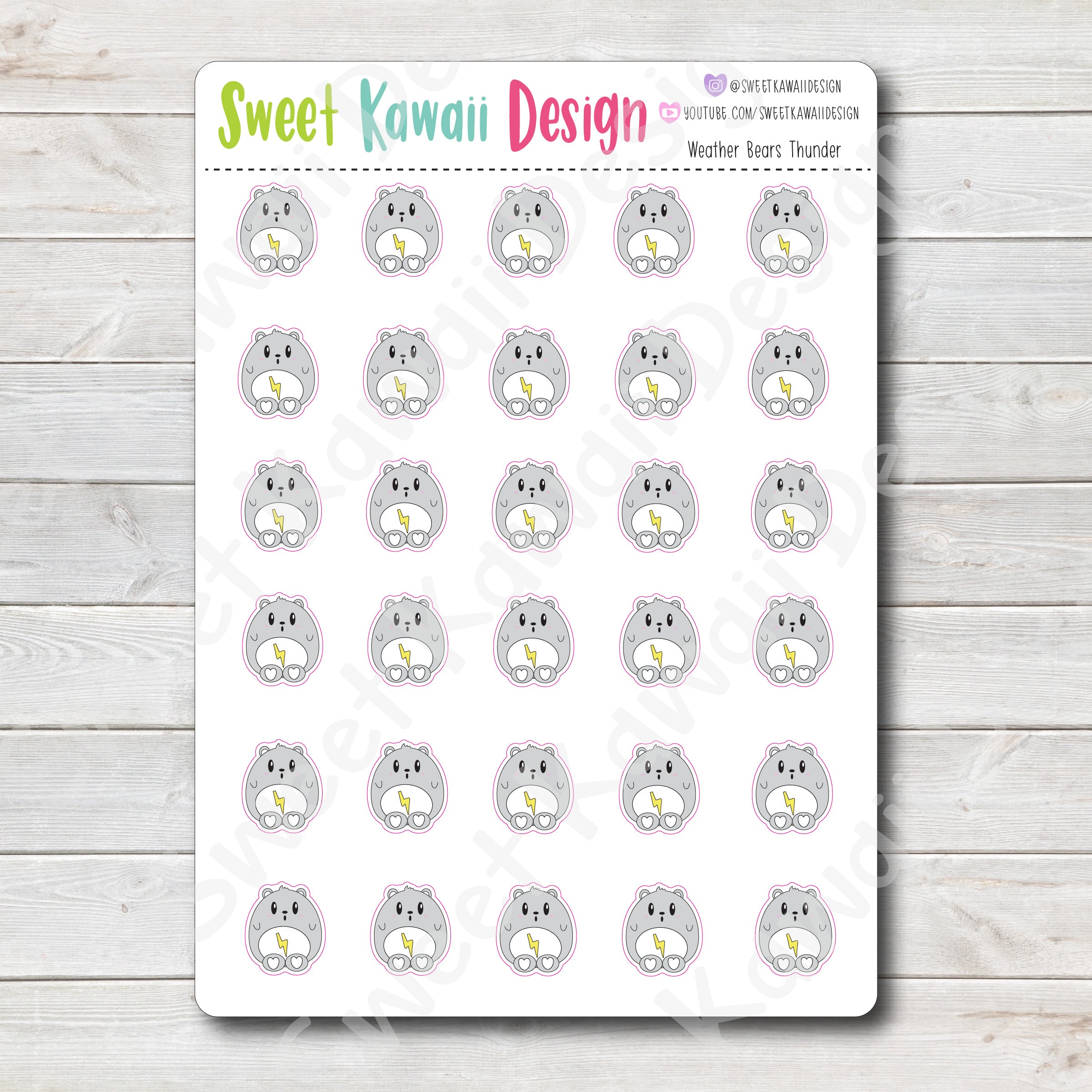 Kawaii Weather Bear Stickers - Choose your sheet!