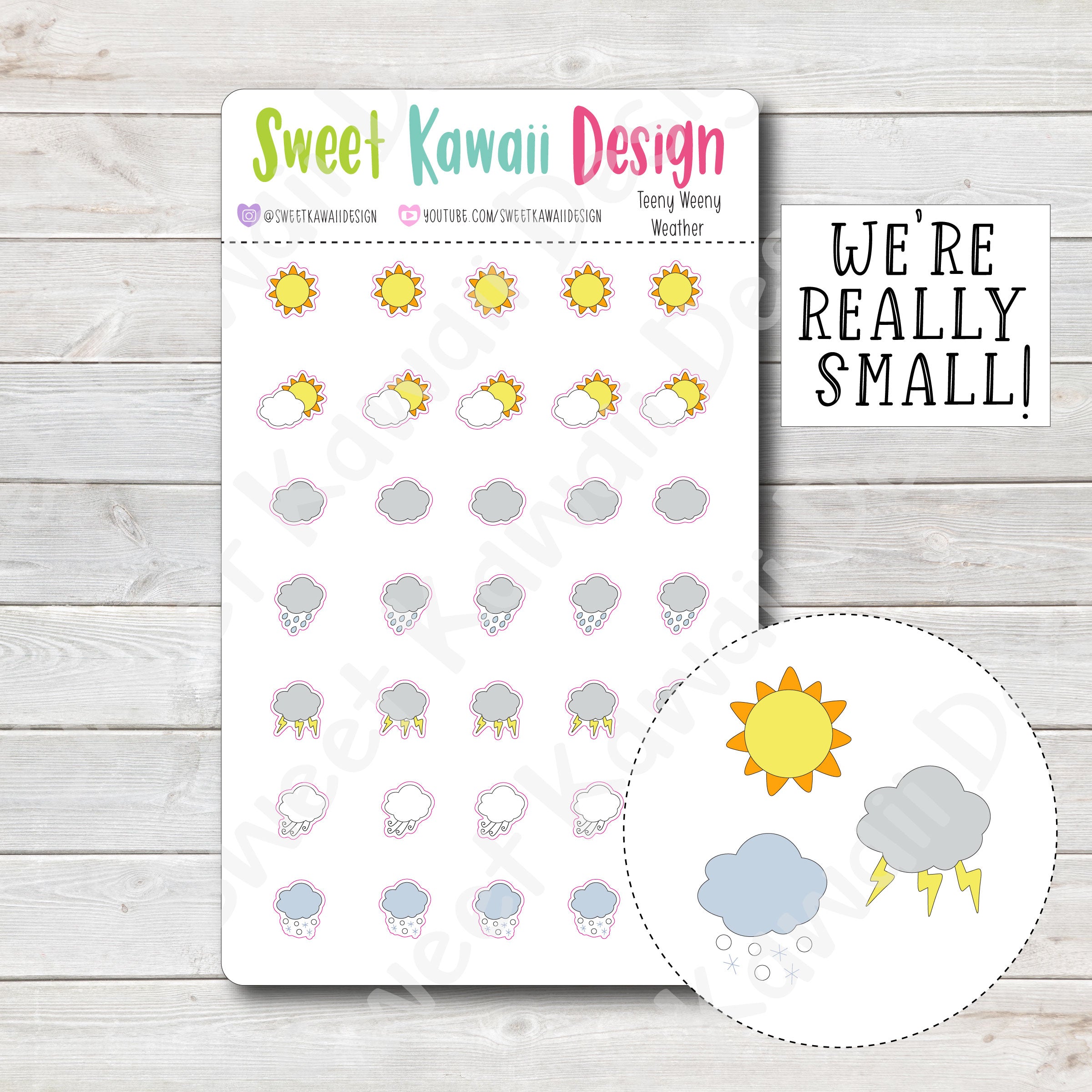 Teeny Weeny Kawaii Weather Stickers - Options Available