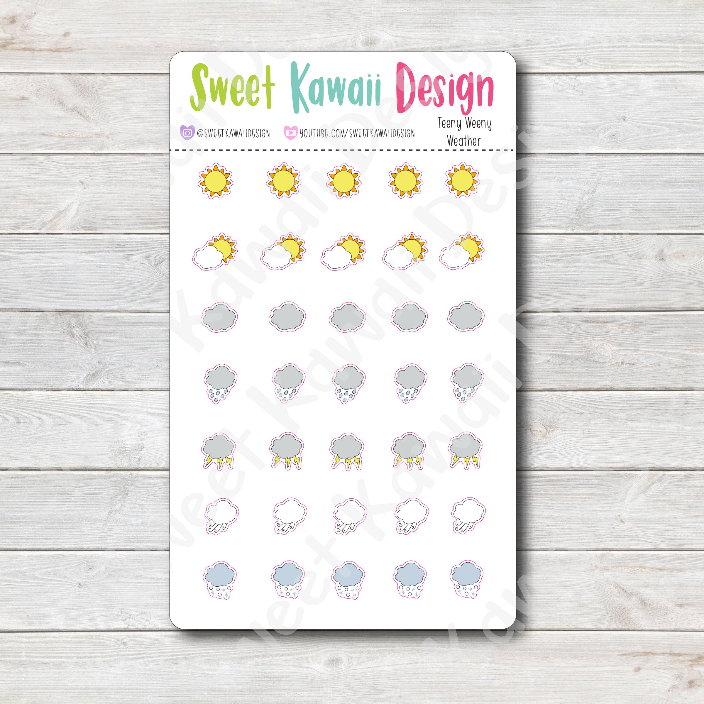 Teeny Weeny Kawaii Weather Stickers - Options Available