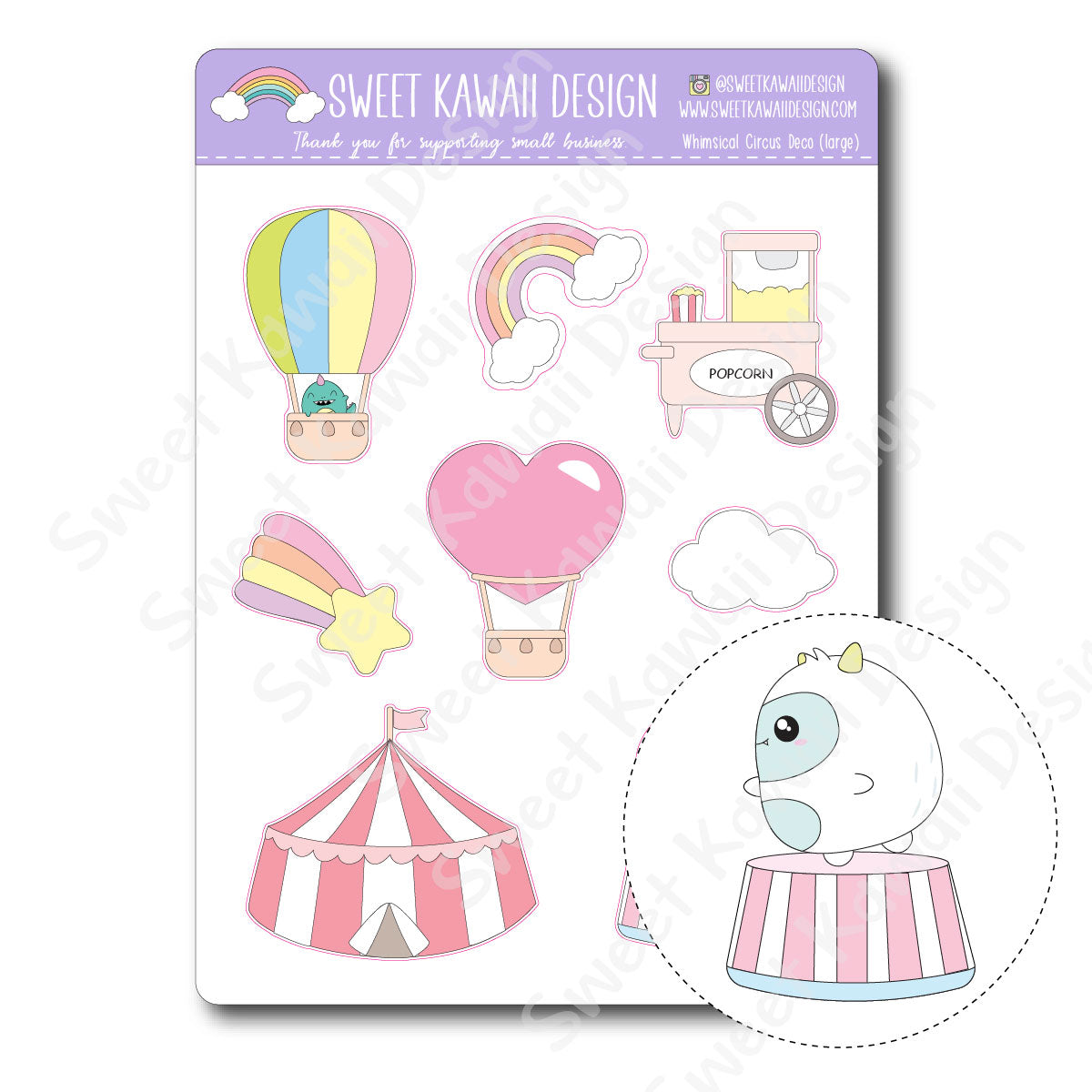 Kawaii Whimsical Circus Deco (Large) Stickers