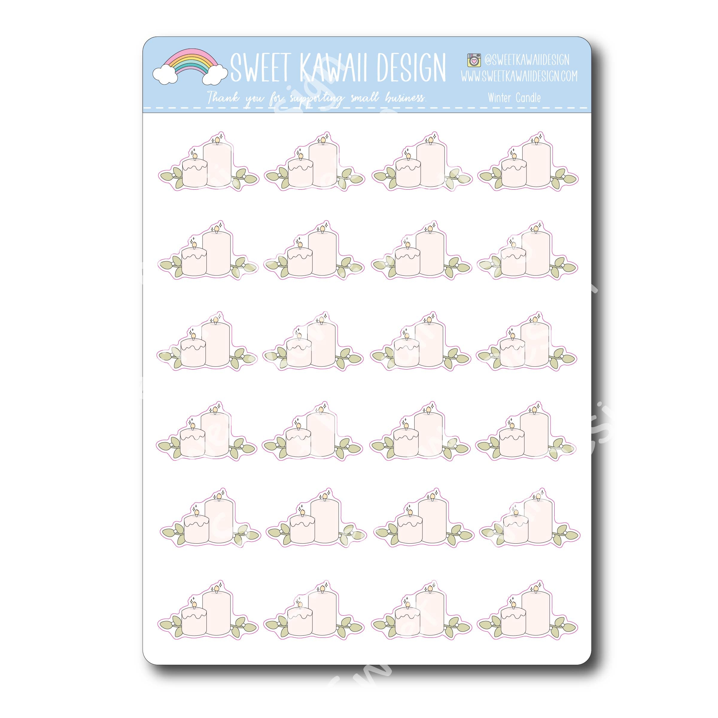 Kawaii Winter Candle Stickers