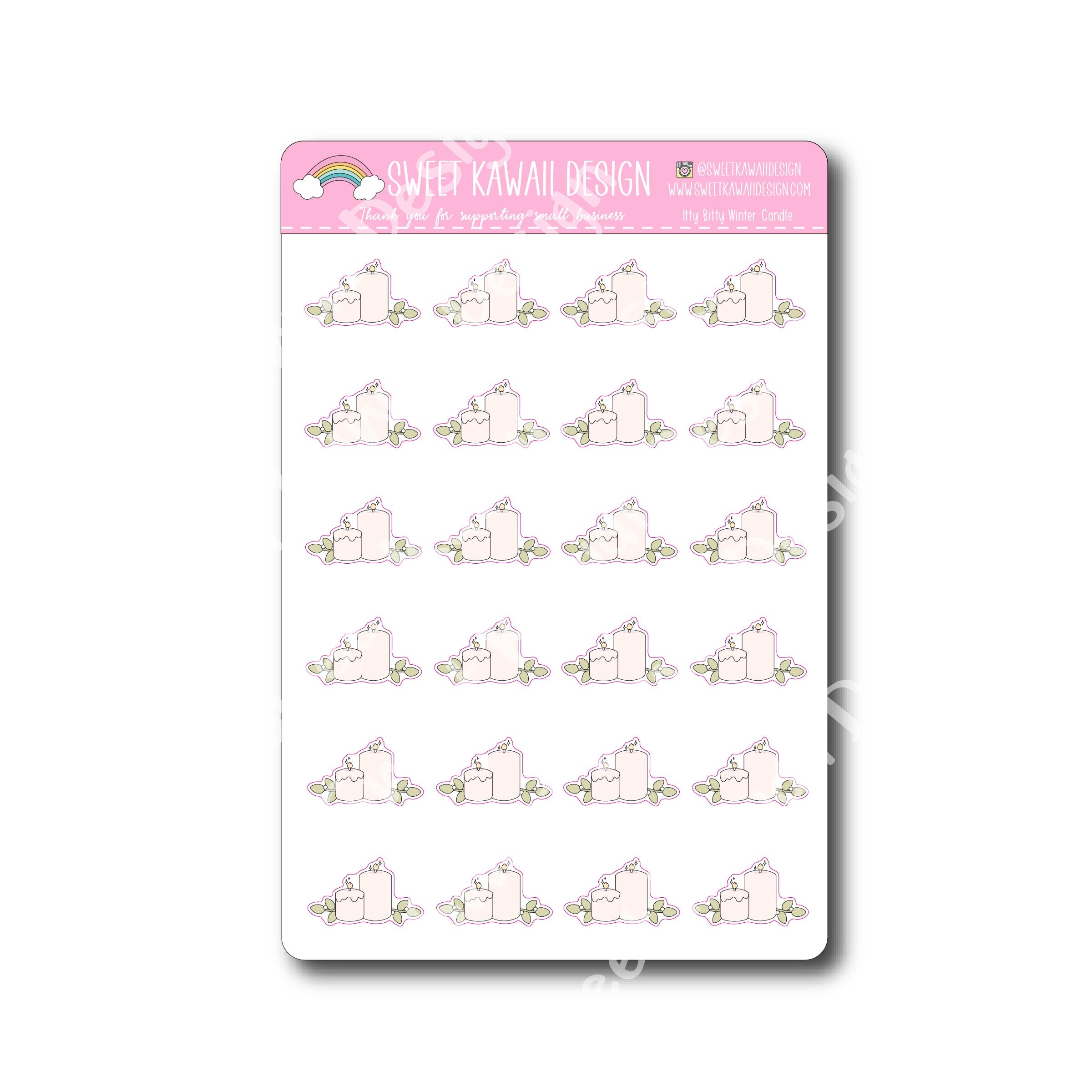 Kawaii Winter Candle Stickers