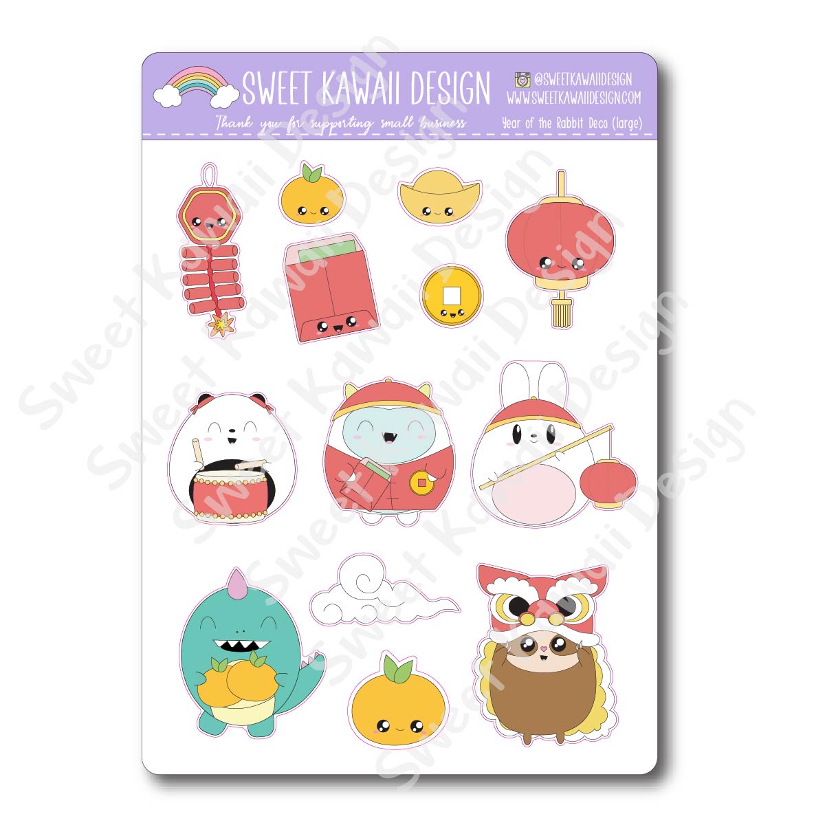 Kawaii Year of the Rabbit Deco (Large) Stickers