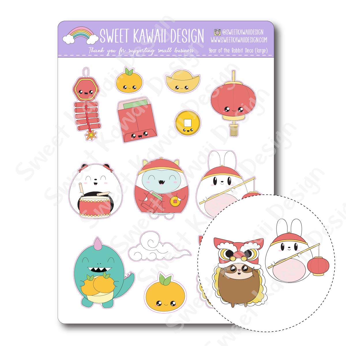 Kawaii Year of the Rabbit Deco (Large) Stickers