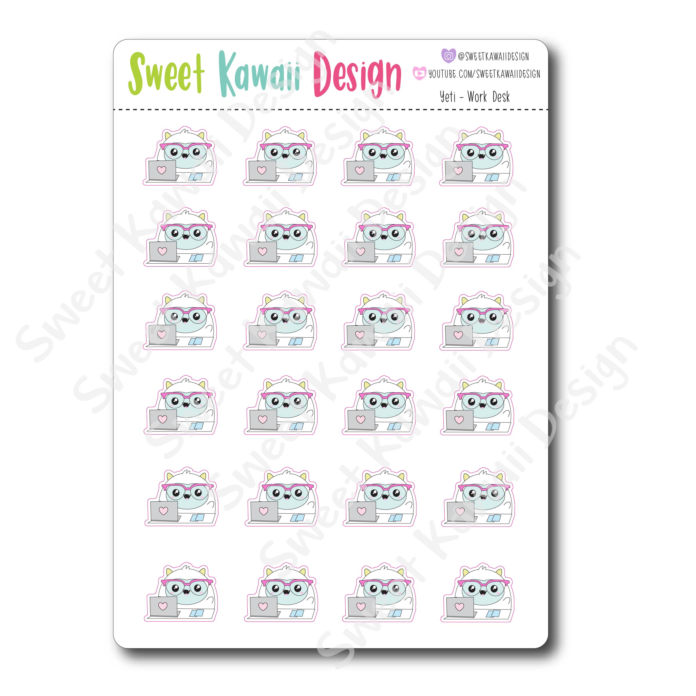 Kawaii Yeti  Stickers - Work Desk