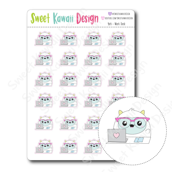 Kawaii Yeti  Stickers - Work Desk