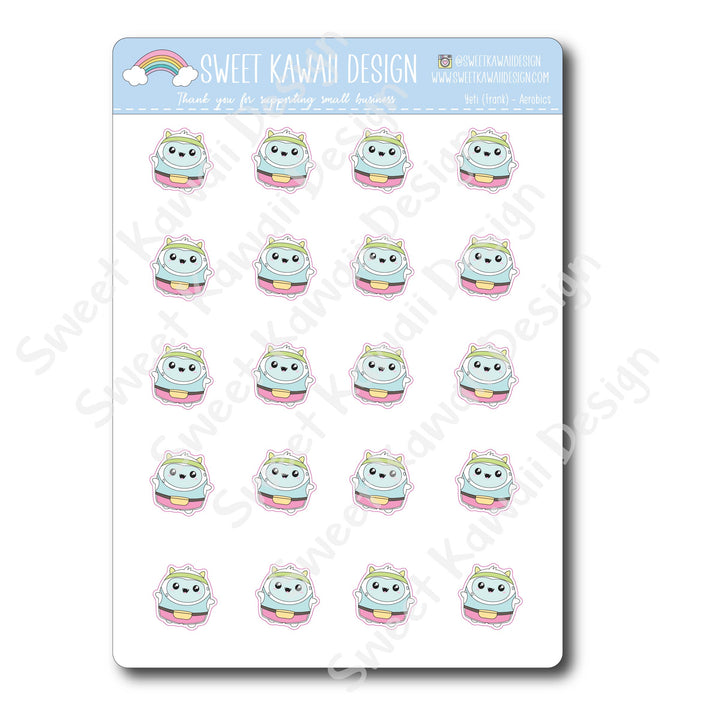 Kawaii Yeti (Frank) Stickers - Aerobics