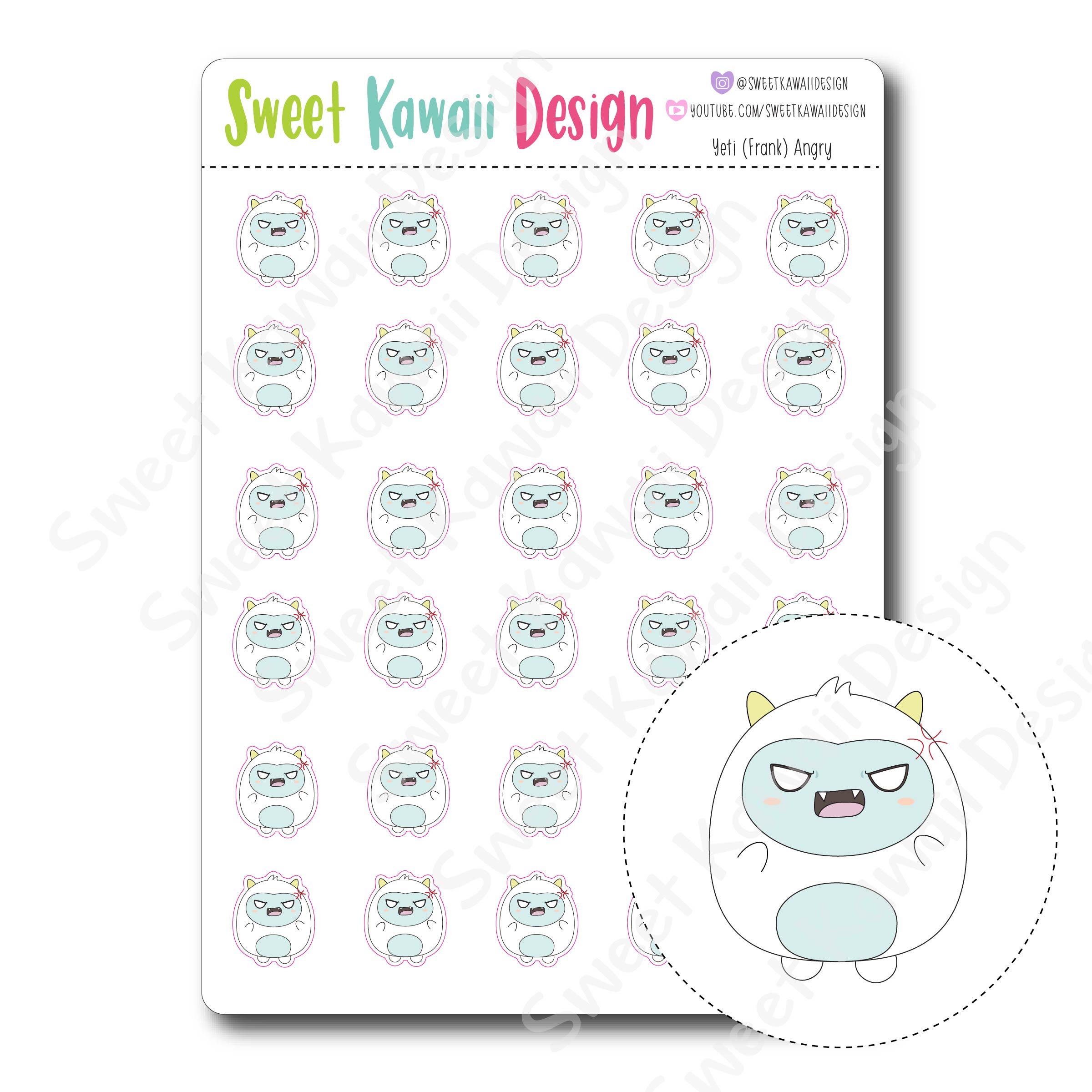 Kawaii Yeti  Stickers - Angry