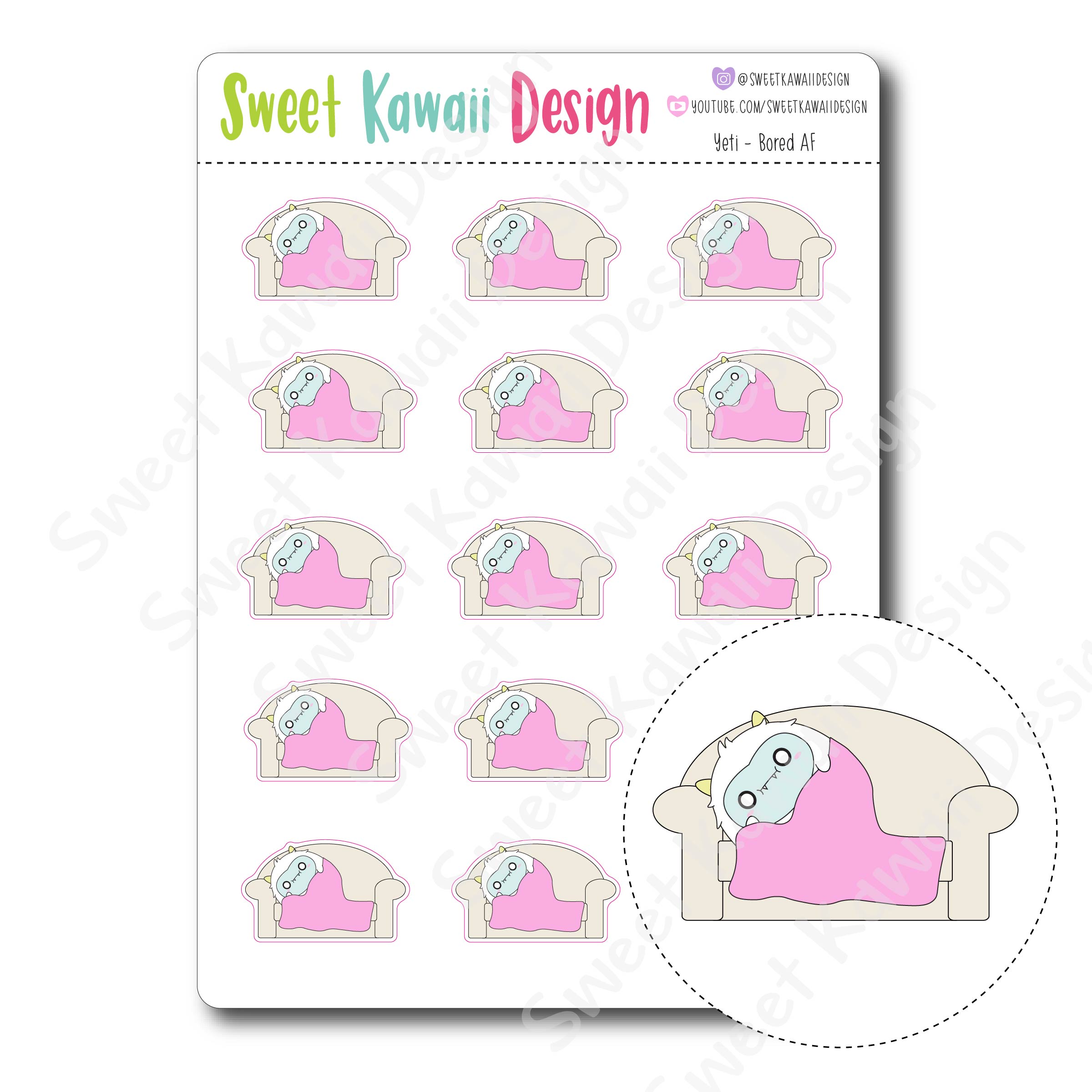 Kawaii Yeti (Frank) Stickers - Bored AF