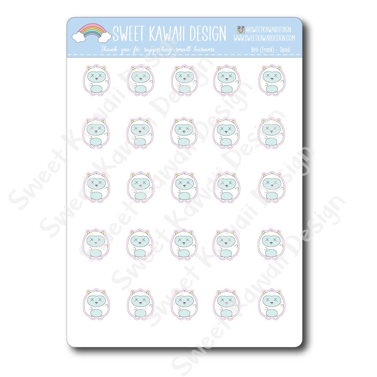 Kawaii Yeti Stickers - Dead
