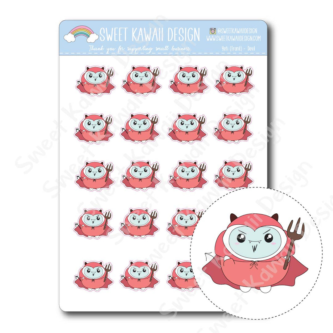 Kawaii Yeti (Frank) Stickers - Devil