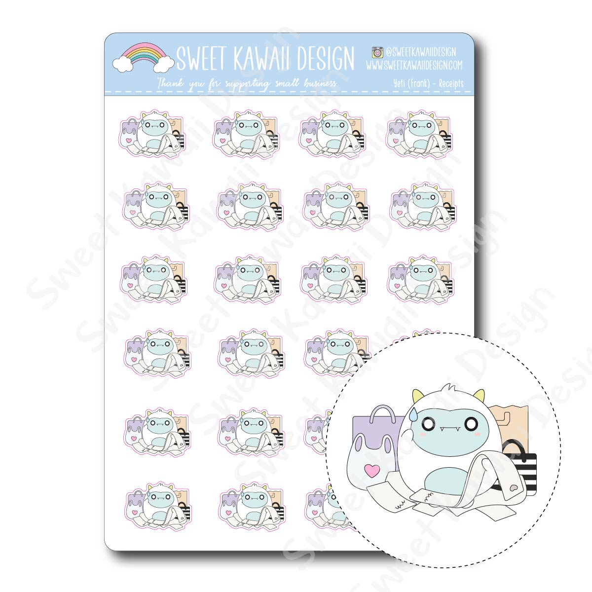 Kawaii Yeti  Stickers - Receipts