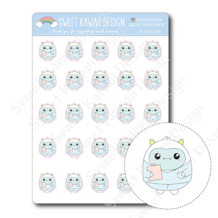 Kawaii Yeti  Stickers - Scrubs
