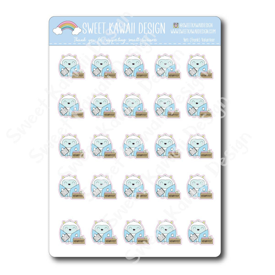 Kawaii Yeti (Frank) Stickers - Volunteer