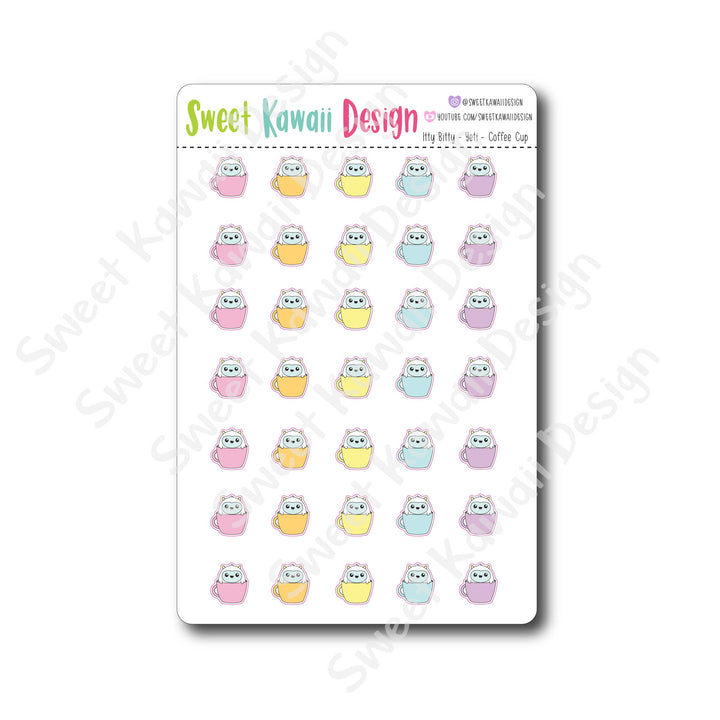 Kawaii Yeti Stickers - Coffee Cup