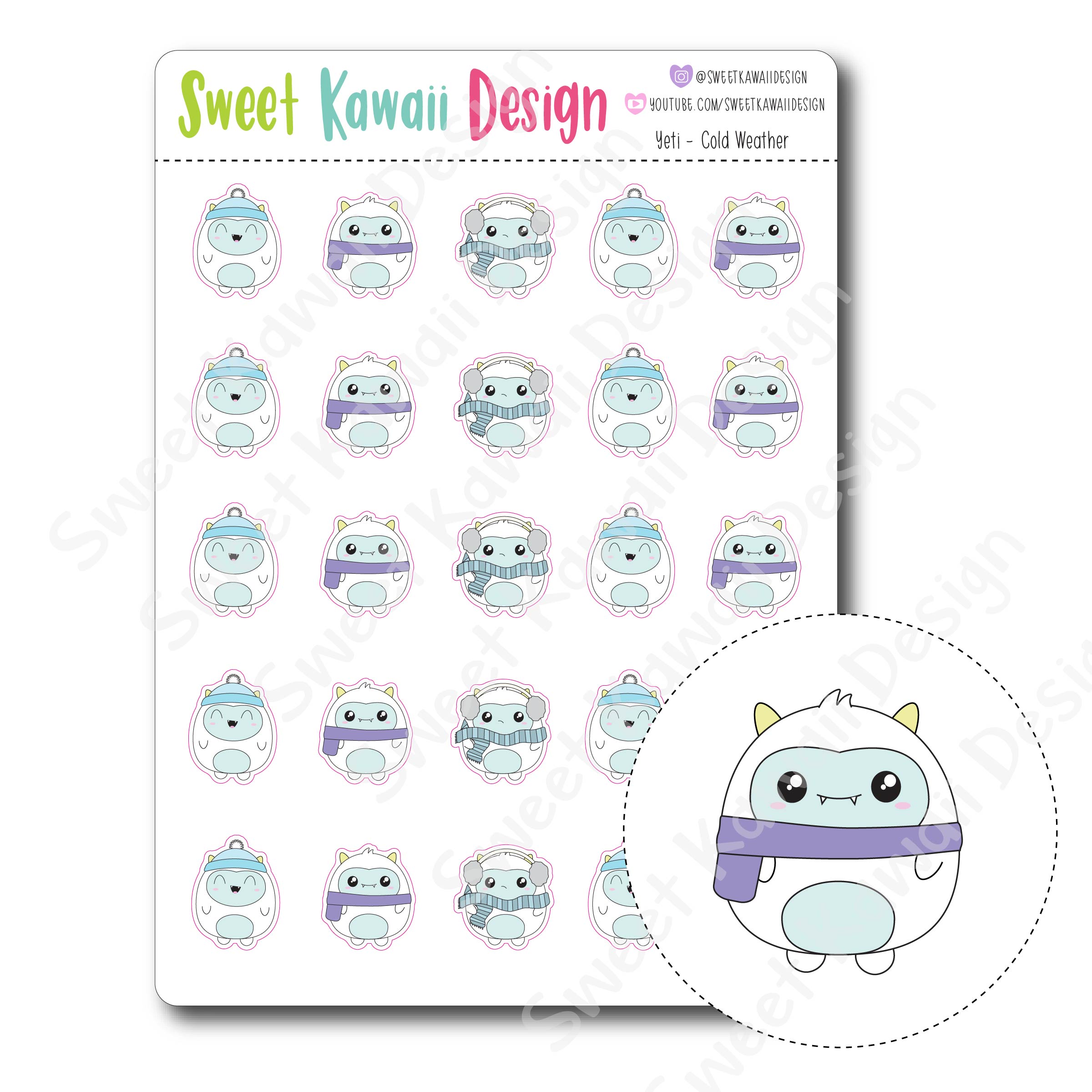 Kawaii Yeti Stickers - Cold Weather