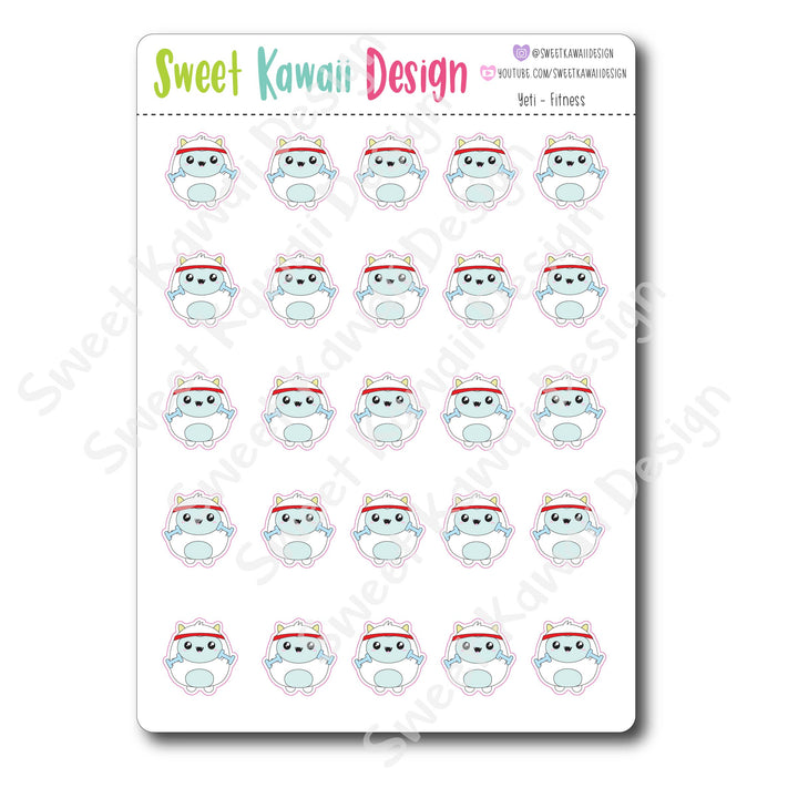 Kawaii Yeti Stickers - Fitness