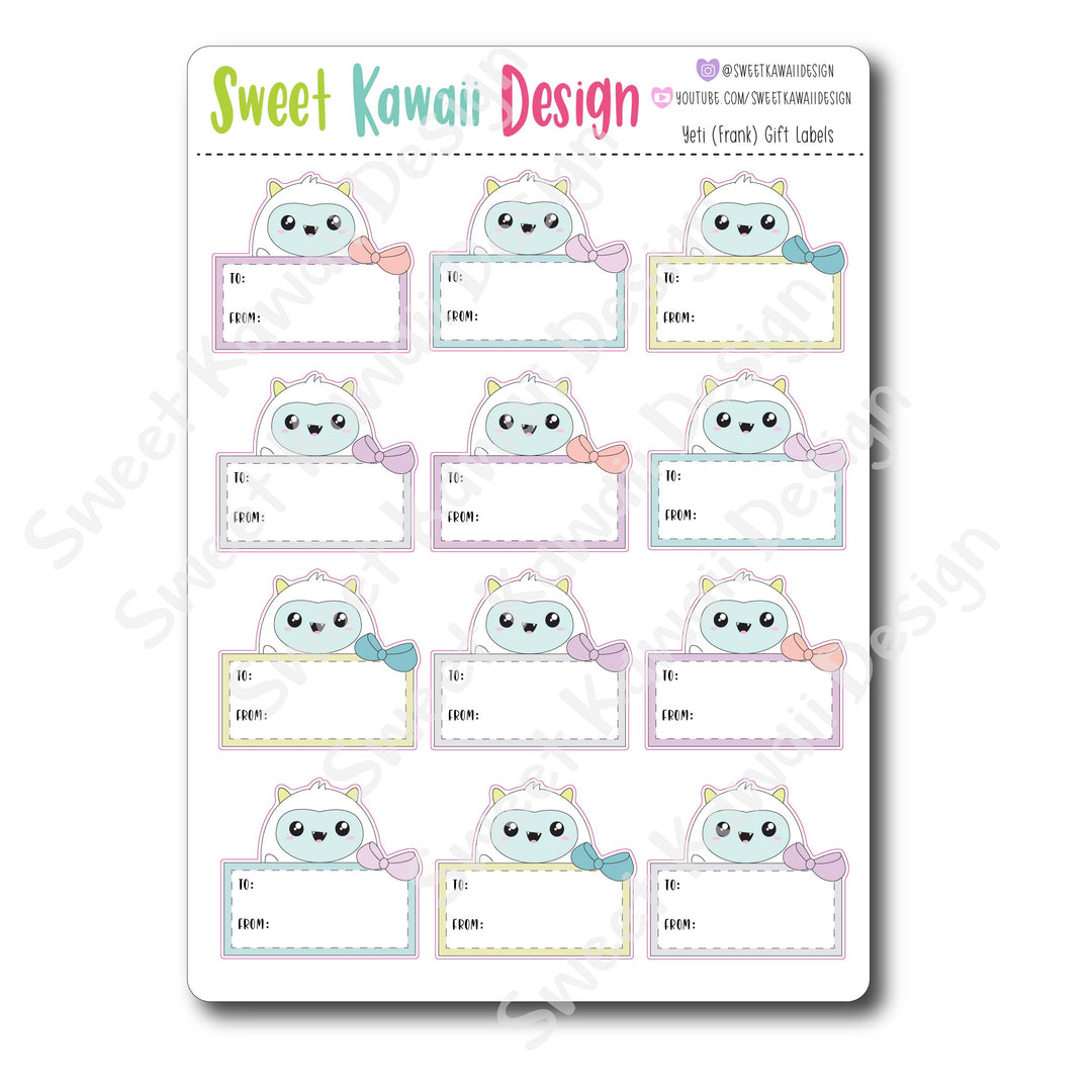 Kawaii Yeti Gift Labels