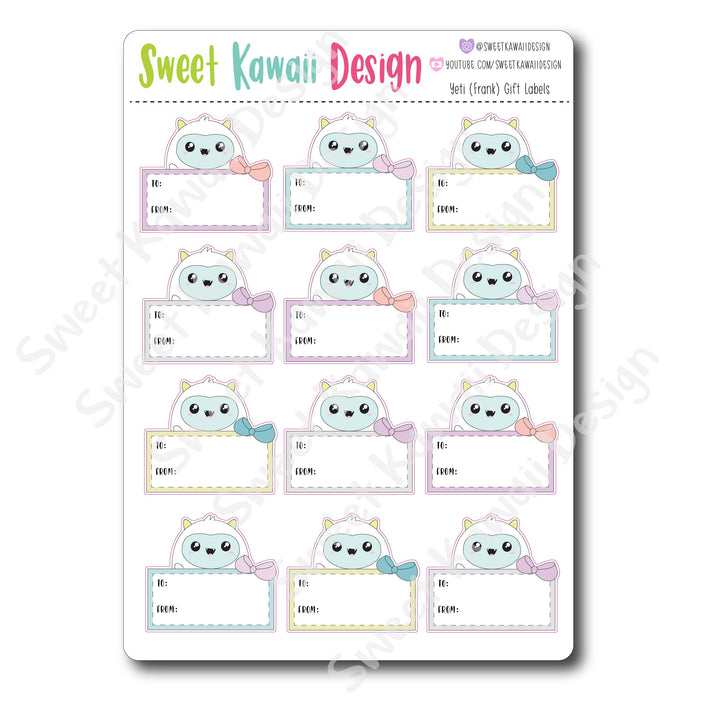 Kawaii Yeti Gift Labels