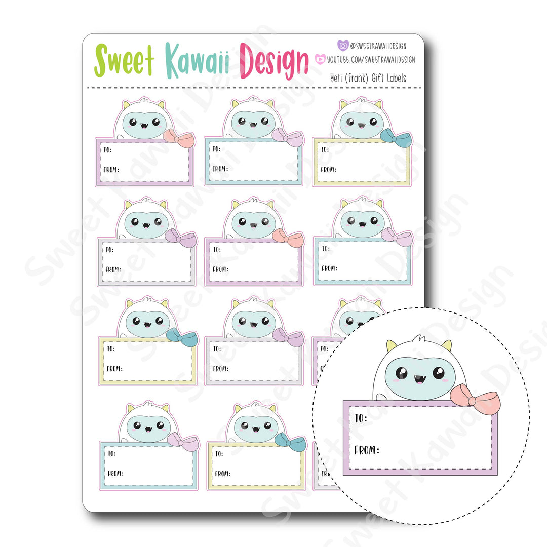 Kawaii Yeti Gift Labels