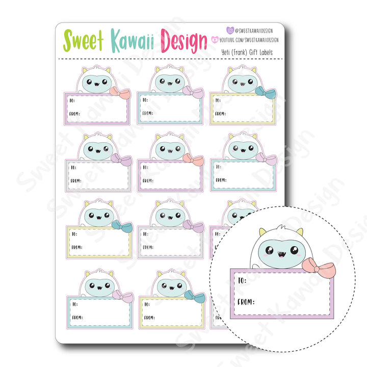 Kawaii Yeti Gift Labels