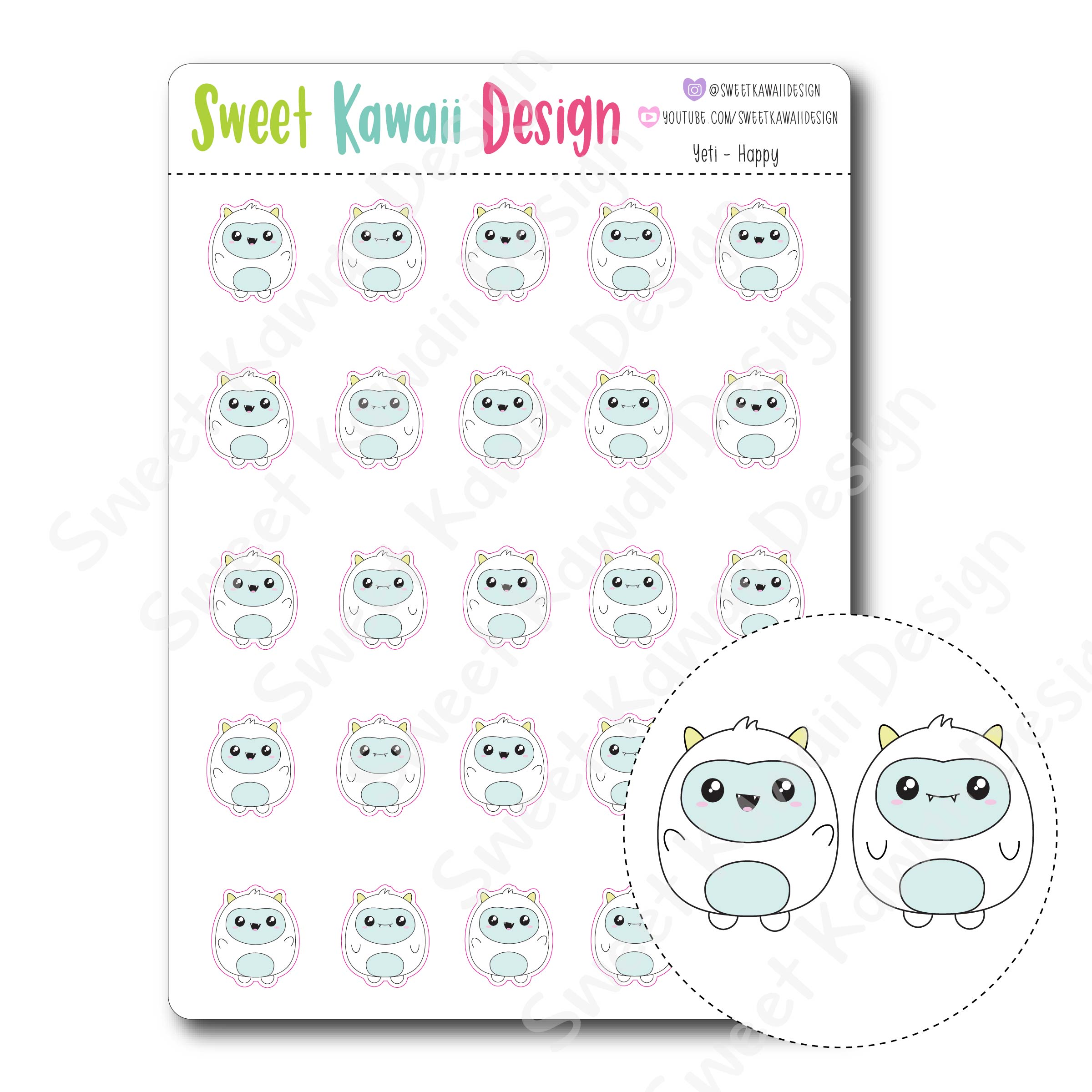 Kawaii Yeti  Stickers - Happy