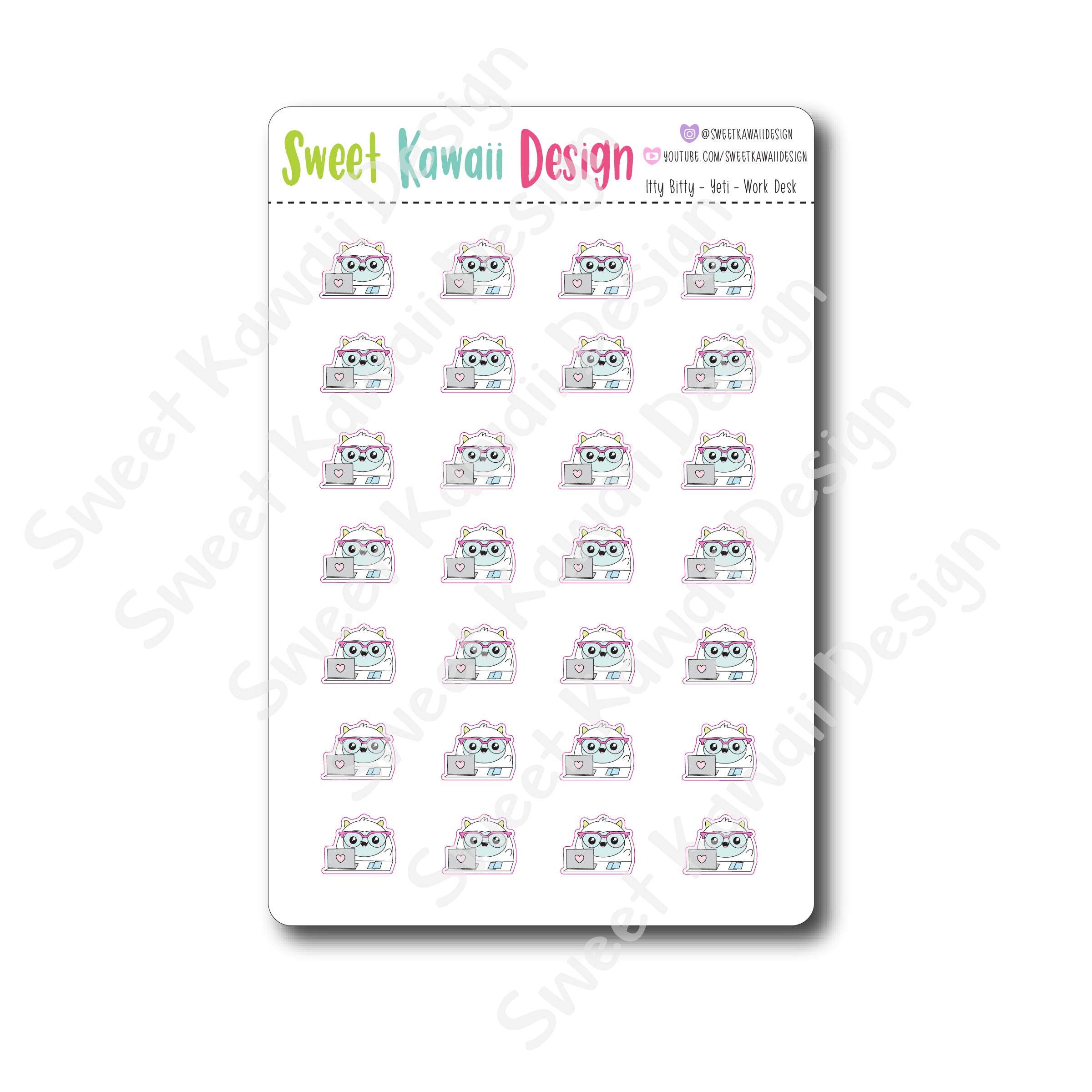 Kawaii Yeti  Stickers - Work Desk