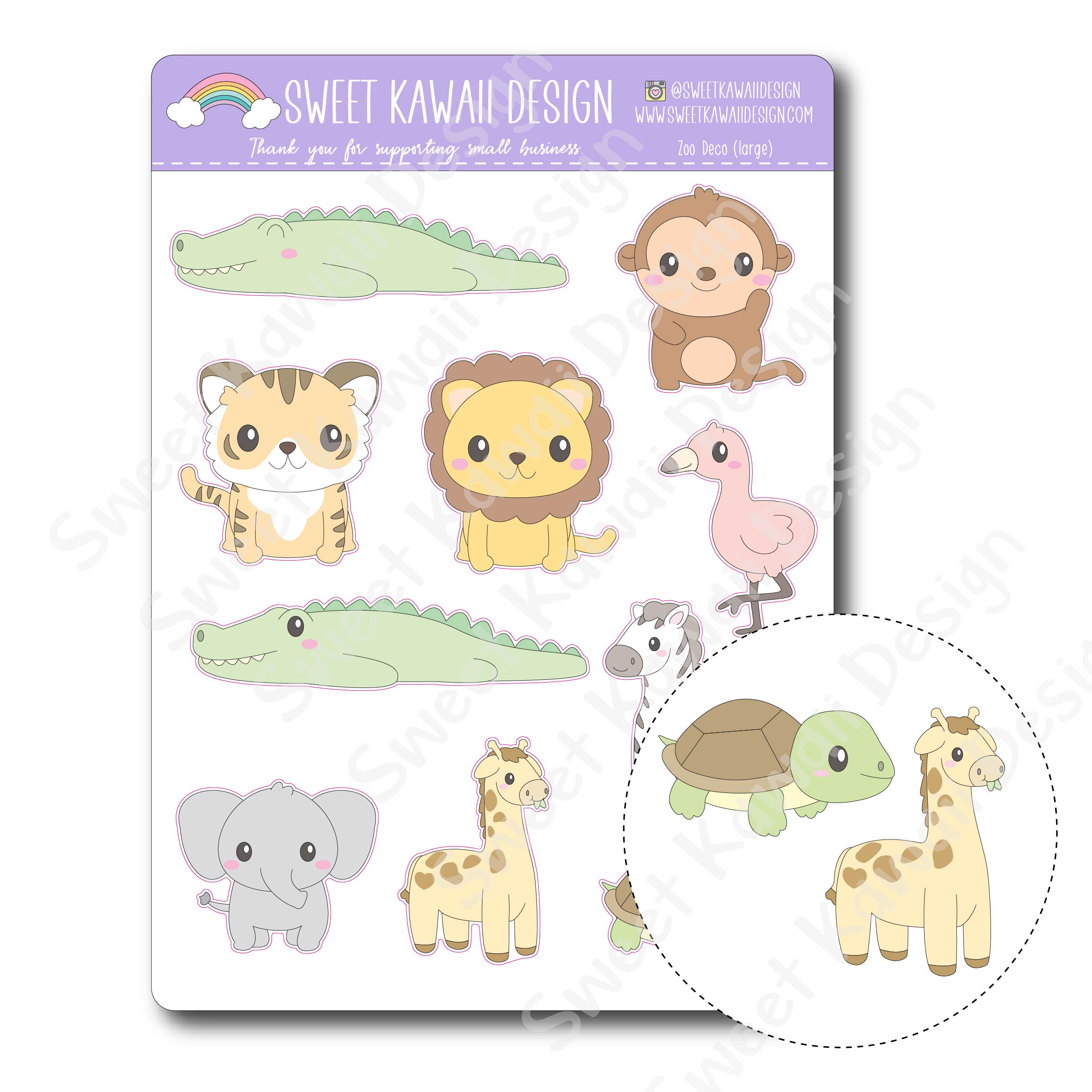 Kawaii Zoo Deco (Large) Stickers